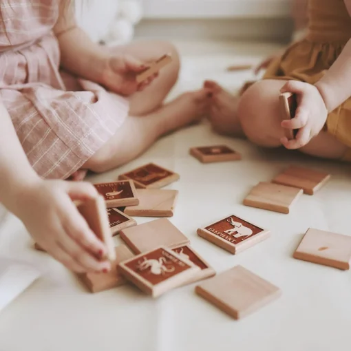 Bilingual (ENG/FR) Wooden Animal Tile Matching Memory Game - Handmade in Canada