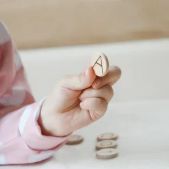 Double Sided Wooden Alphabet Discs (Set of 100 Mini Discs)