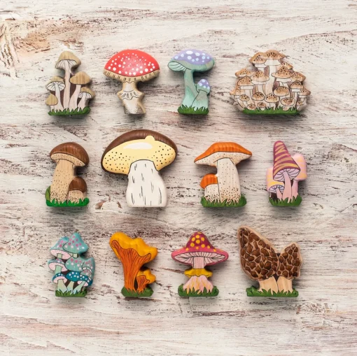 Enchanted Blue Fairy Mushroom | Wooden Toy Figurine