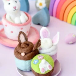 Felt Easter Bunny Cupcakes (Set of 3) | Play Food