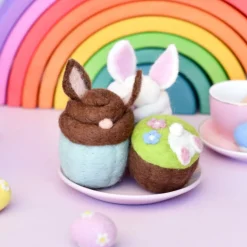 Felt Easter Bunny Cupcakes (Set of 3) | Play Food