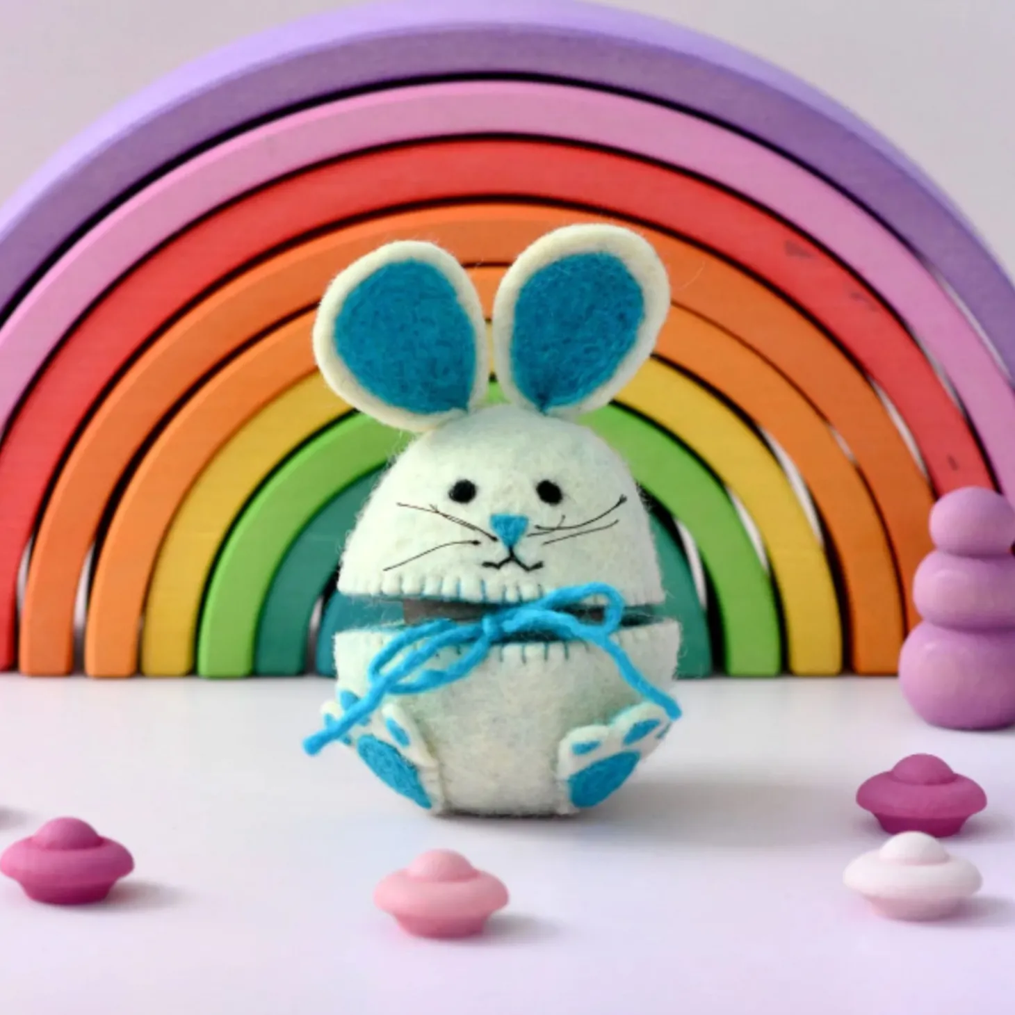 Felt Egg Cover - Blue Hopping Bunny