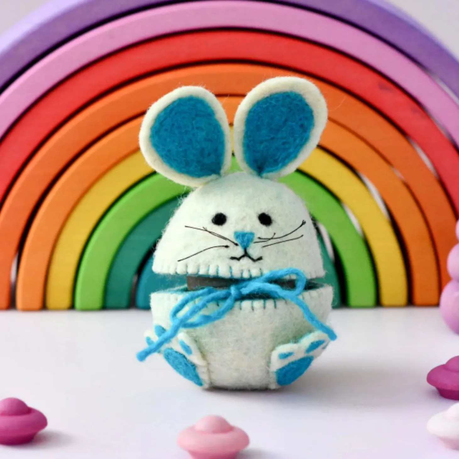 Felt Egg Cover - Blue Hopping Bunny