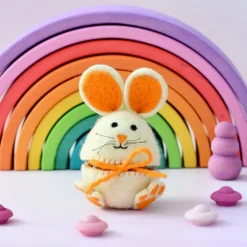 Felt Egg Cover - Orange Hopping Bunny