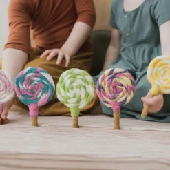 Felt Pink and Green Swirls Lollipop | Play Food
