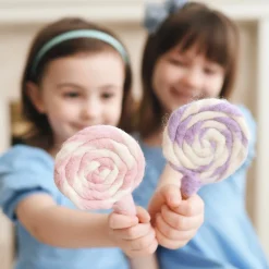 Felt Pink and White Swirl Lollipop | Play Food