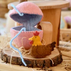 Felt Pink Surprise Egg with Hen
