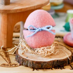Felt Pink Surprise Egg with Hen