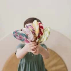 Felt Red and White Swirl Lollipop | Play Food