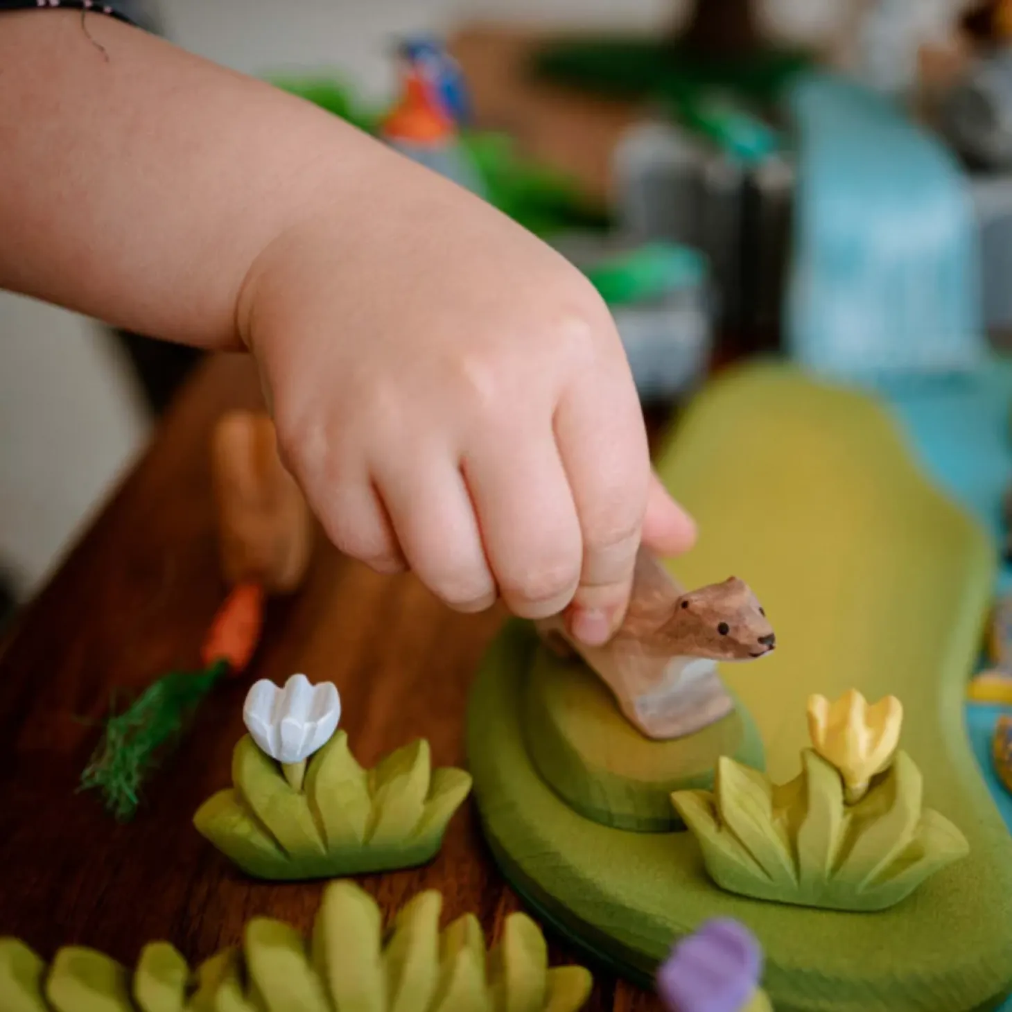 Grass with White Flower (Small) | Wooden Toy