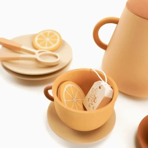 Handmade Wooden Tea Set (Flower)