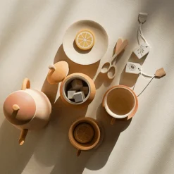 Handmade Wooden Tea Set (Flower)