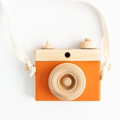 Handmade Wooden Toy Camera (Burnt Orange)