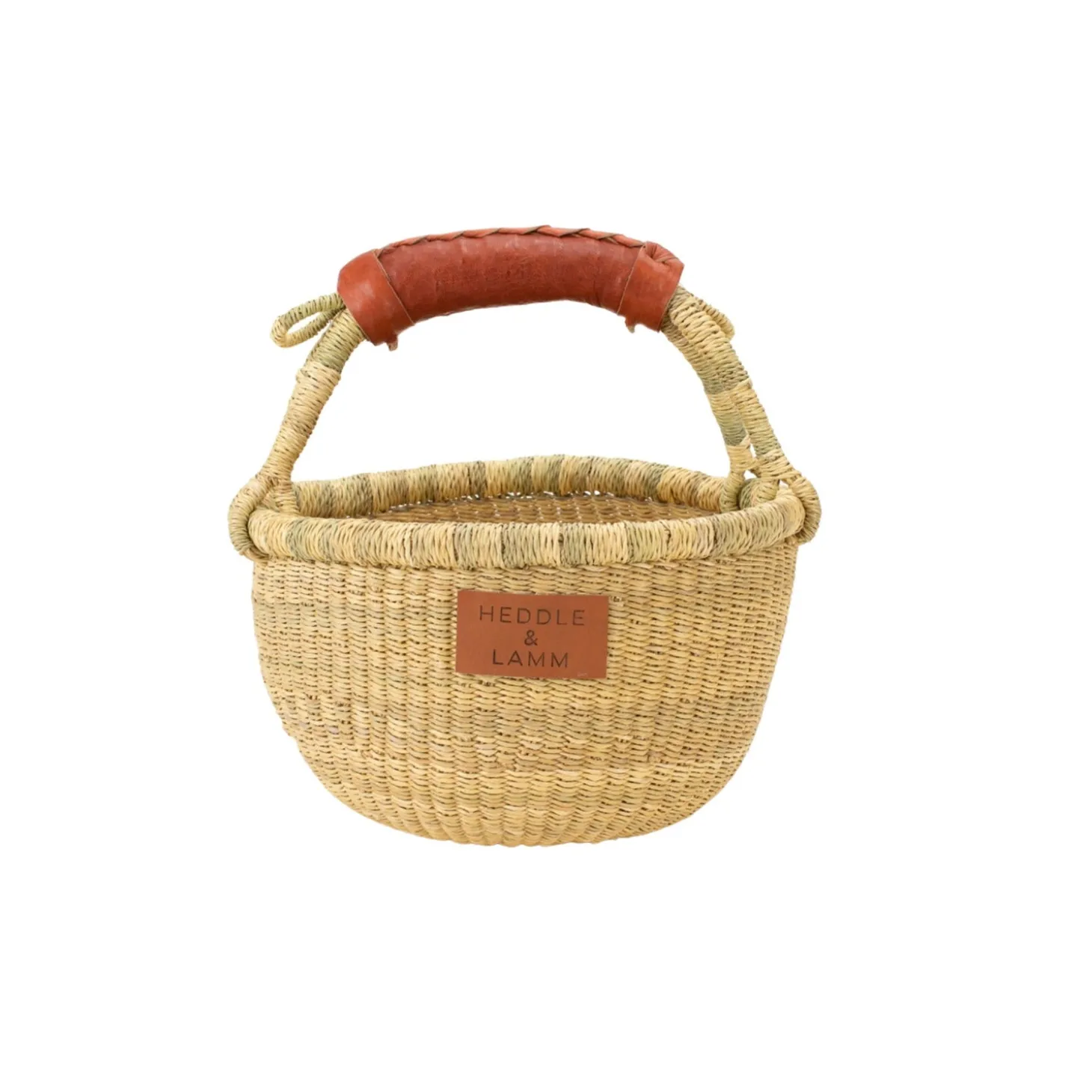 Heddle & Lamm Mini Bolga Basket (Red Brown Handle)