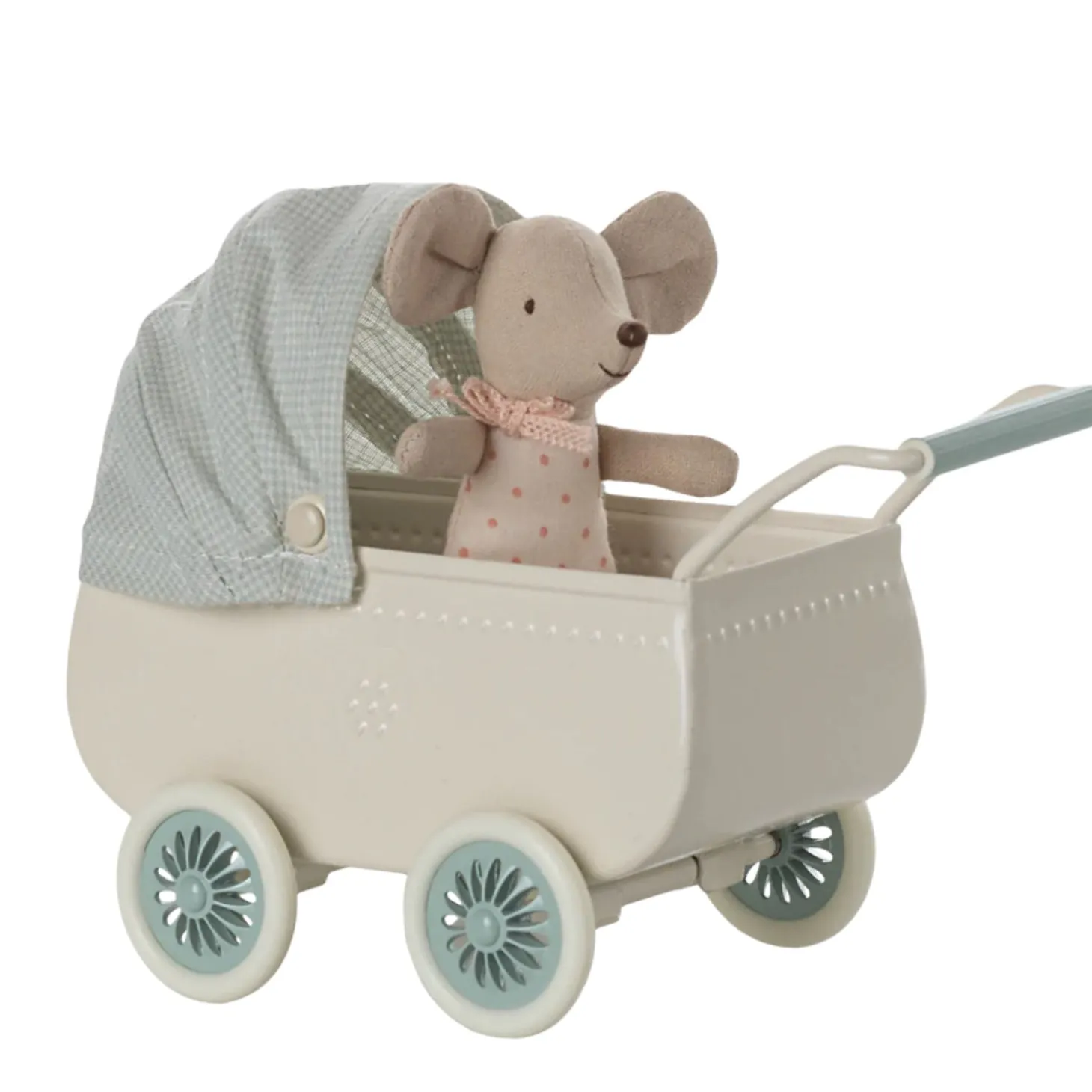 Maileg Pram with Baby Mouse (Mint)