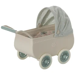 Maileg Pram with Baby Mouse (Mint)
