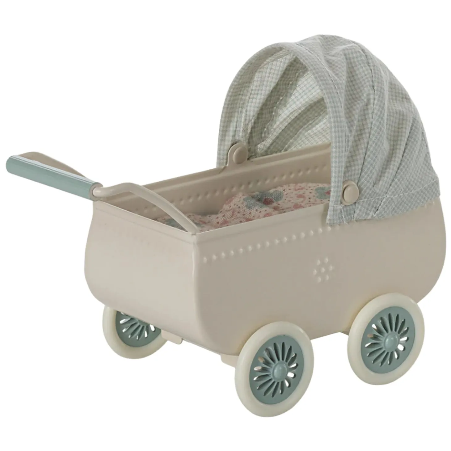 Maileg Pram with Baby Mouse (Mint)