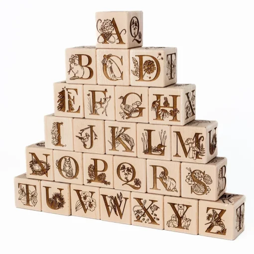 Nature Collection Alphabet Blocks (Set of 26) - Handmade in Canada