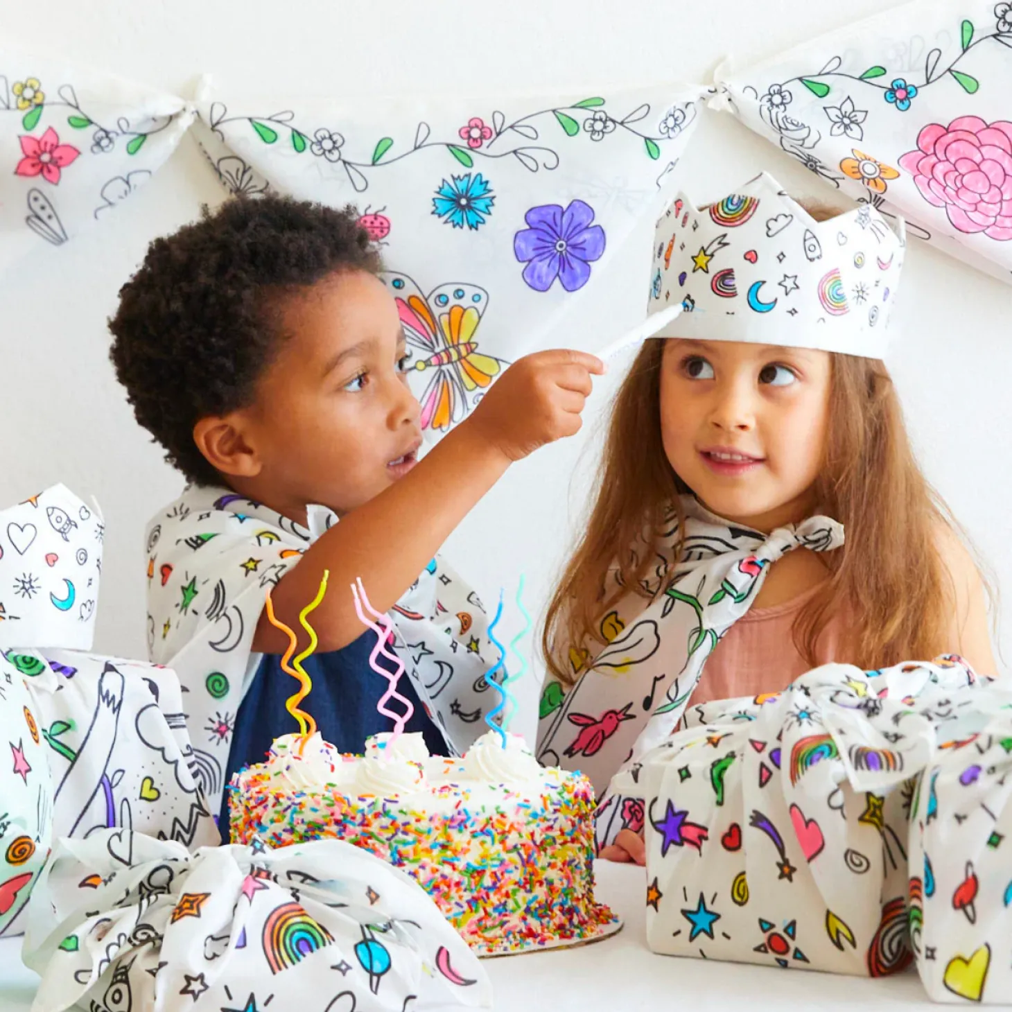 Rainbow Sky Coloring Crown and Markers Set