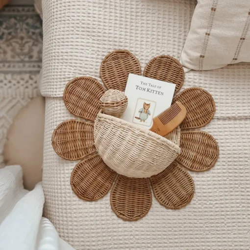 Rattan Daisy Wall Basket