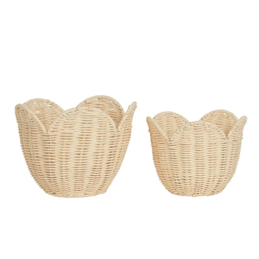 Rattan Lily Basket Set (Buttercream)