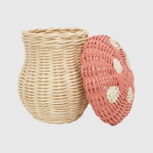 Rattan Toadstool Porcini Basket (Pink Musk)