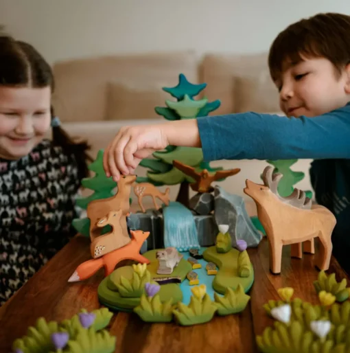 River Plate, Waterfall and Mossy Rocks Set | Wooden Toy