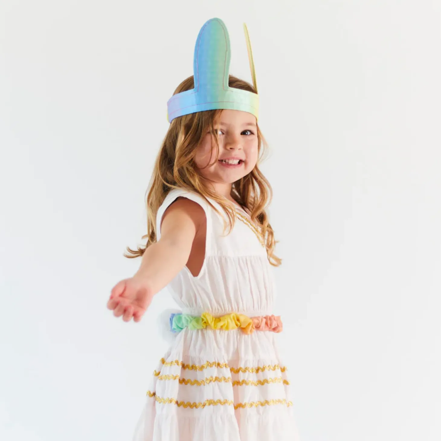 Silk Bunny Ears and Tail Dress Up Set (Soft Rainbow)
