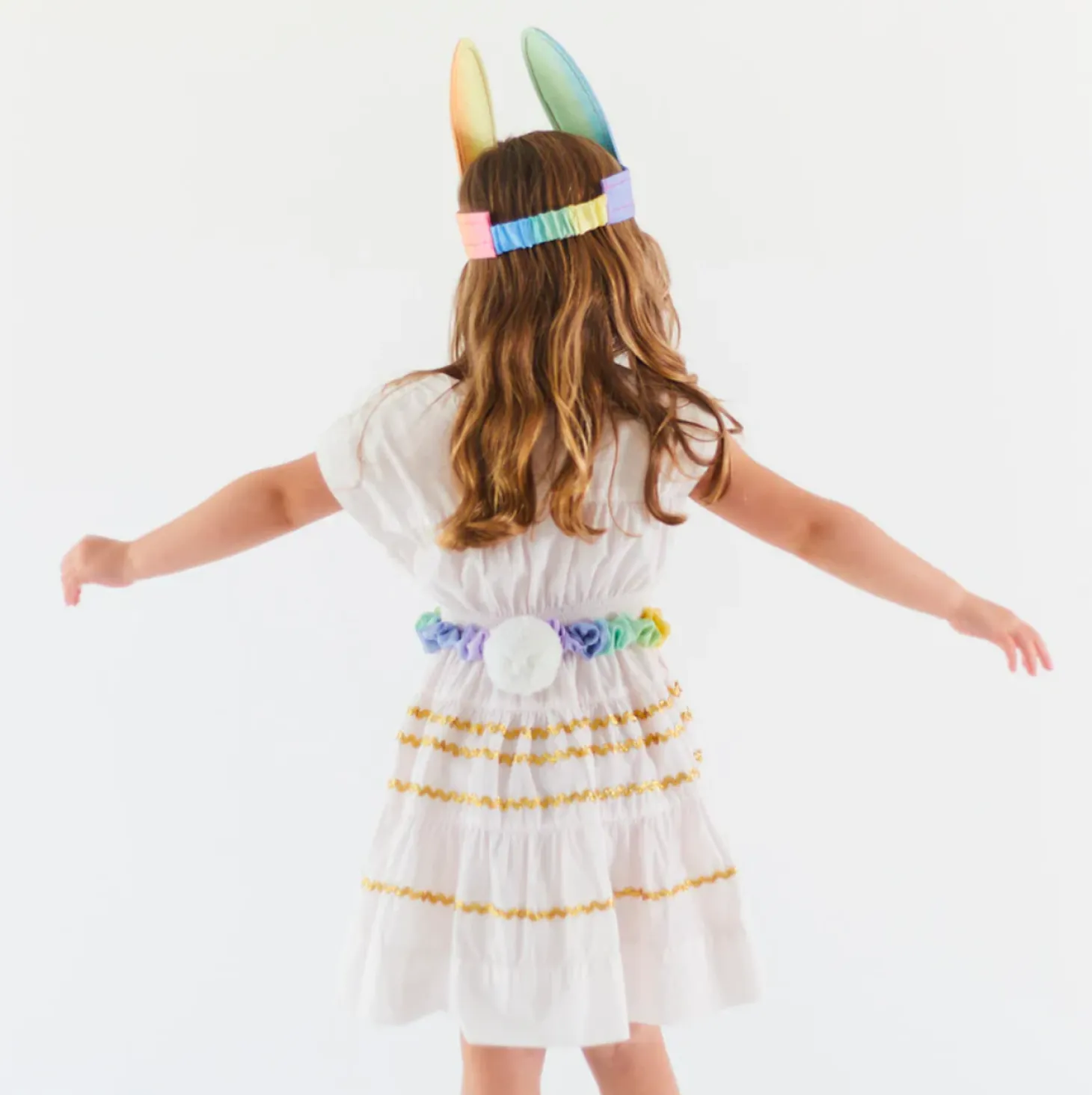 Silk Bunny Ears and Tail Dress Up Set (Soft Rainbow)