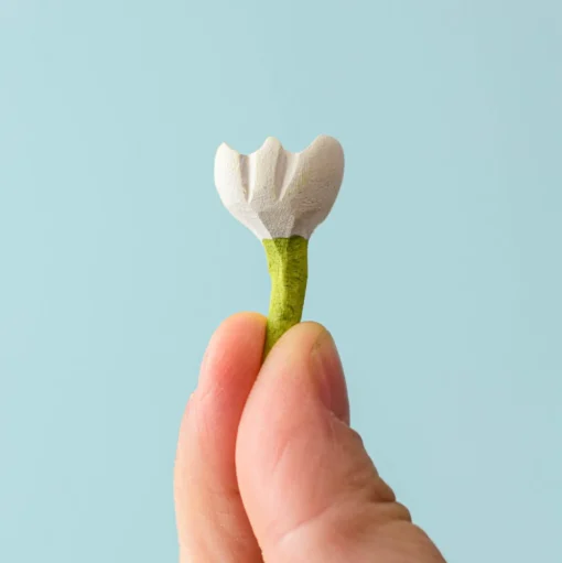 Small Wooden Flower for Fairies (White)