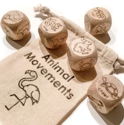 Wooden Animal Movement Dice (Set of 5)