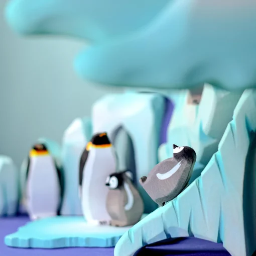 Wooden Icy Cliff and Penguin Set