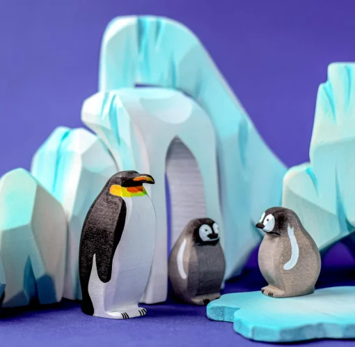 Wooden Icy Cliff and Penguin Set