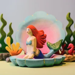 Wooden Shell and Mermaid Set