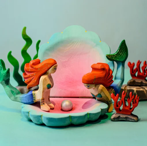Wooden Shell and Mermaid Set