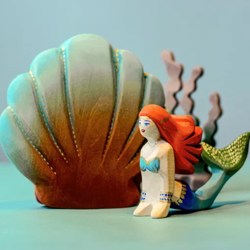 Wooden Shell and Mermaid Set